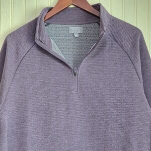 Berkley Jensen Sweatshirt Mens Medium Purple Fleece Quarter Zip Mock Neck Top
